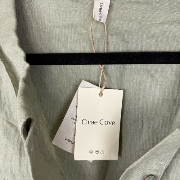 Grae Cove NWT 100% linen green shift dress Large - Picture 4 of 7